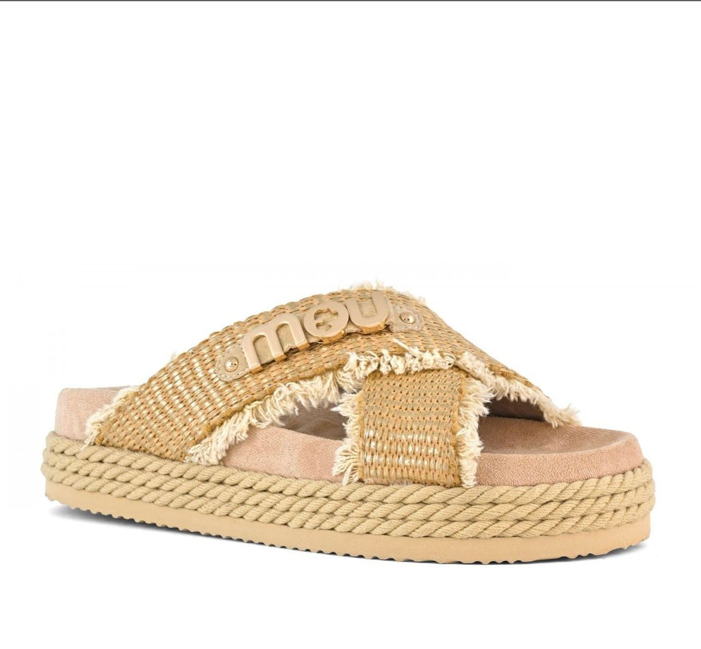 Mou Criss-cross rope sandal raffia