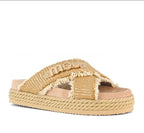 Mou Criss-cross rope sandal raffia