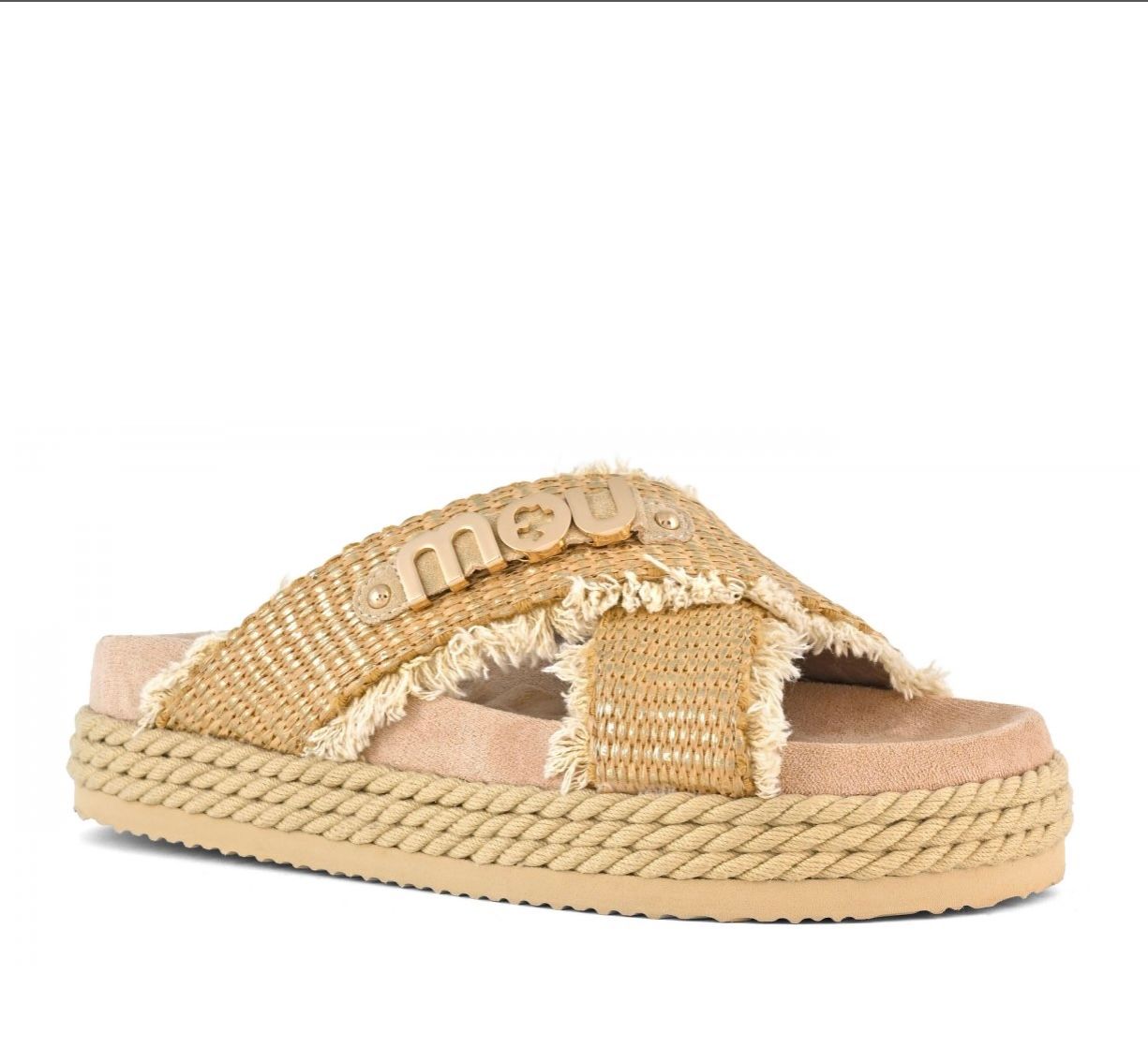 Mou Criss-cross rope sandal raffia