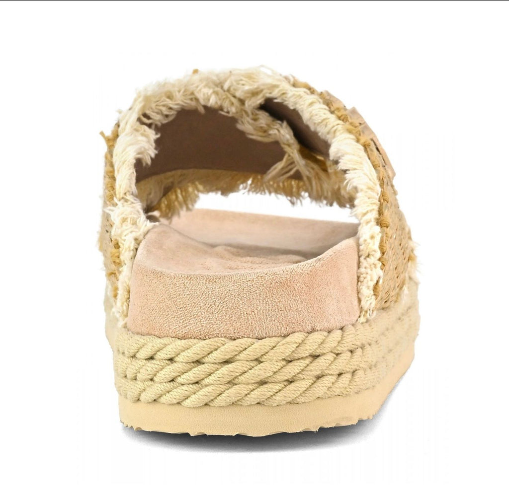 Mou Criss-cross rope sandal raffia