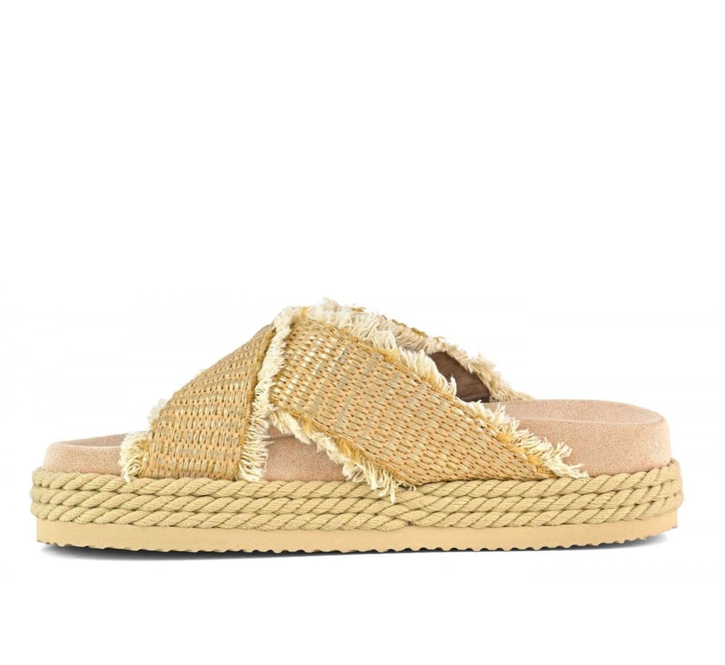 Mou Criss-cross rope sandal raffia