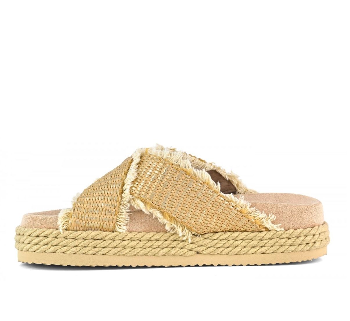Mou Criss-cross rope sandal raffia