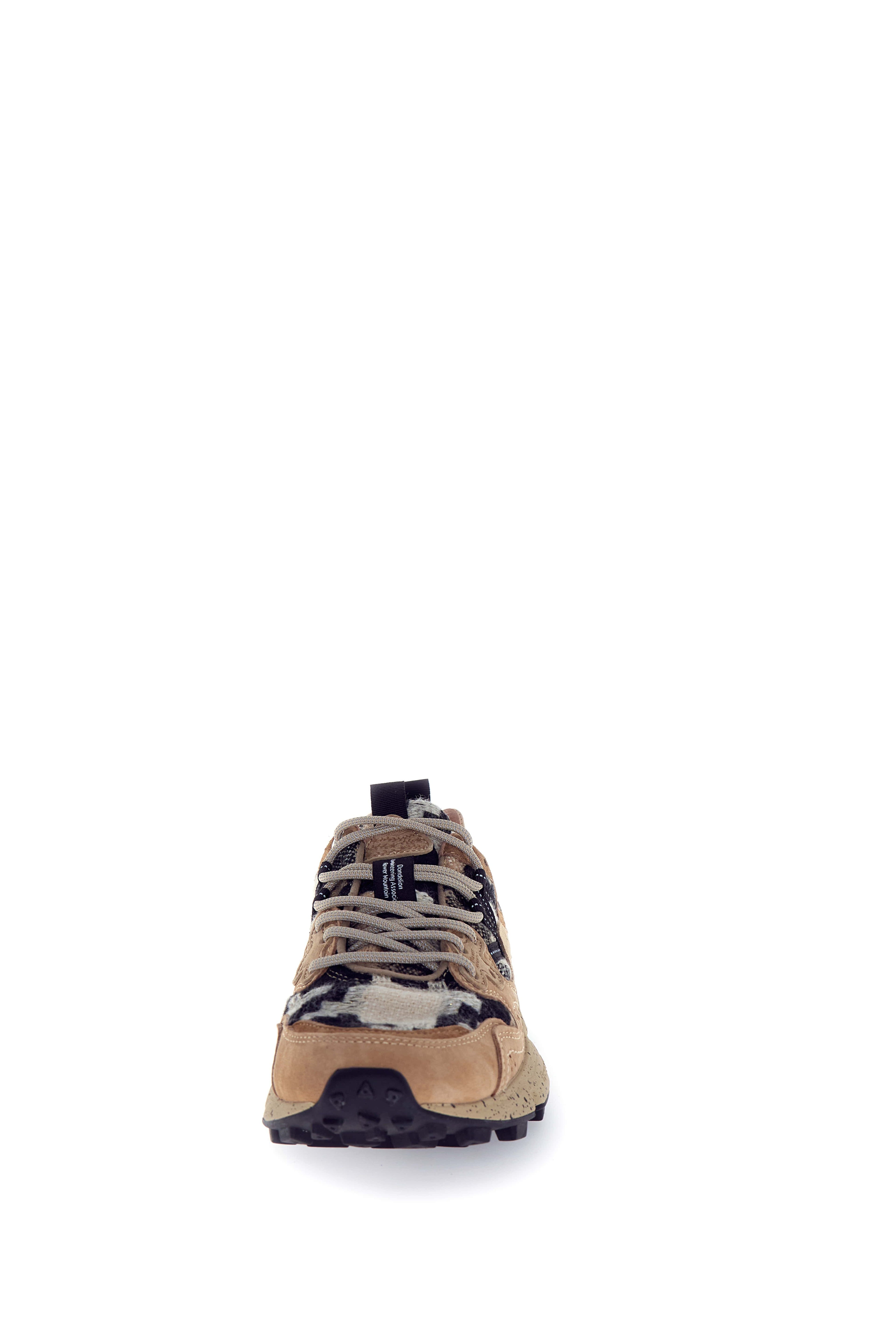 Flower Mountain Yamano 3 woman suede/woolen knitting braids cheques mud-light br