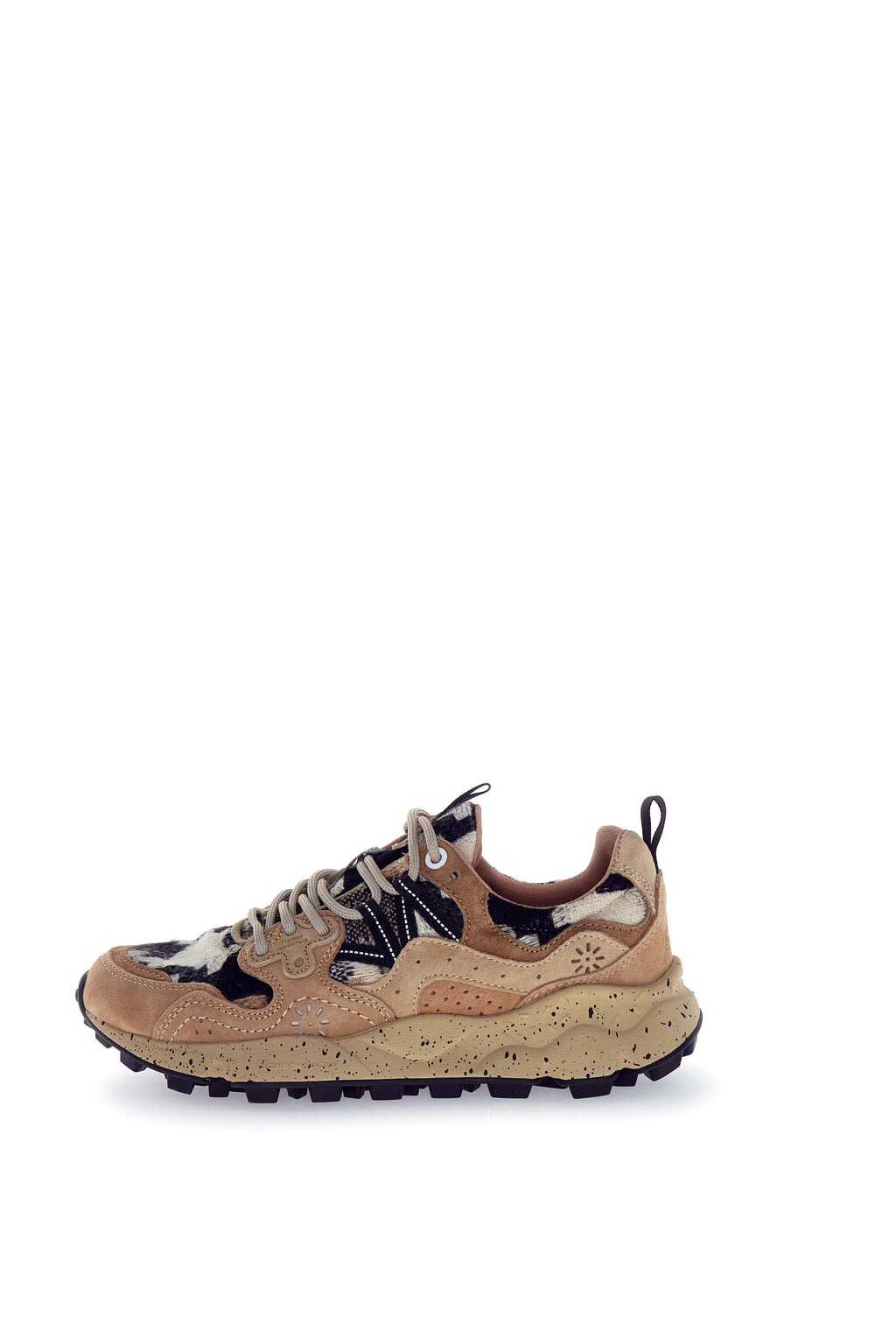 Flower Mountain Yamano 3 woman suede/woolen knitting braids cheques mud-light br