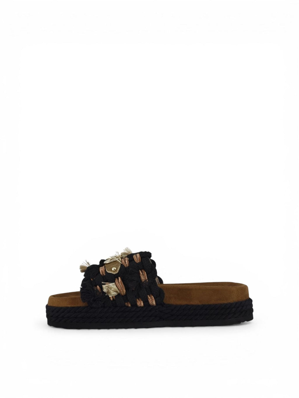 Mou Monoband rope sandal fringes MU.SW451008K BLA
