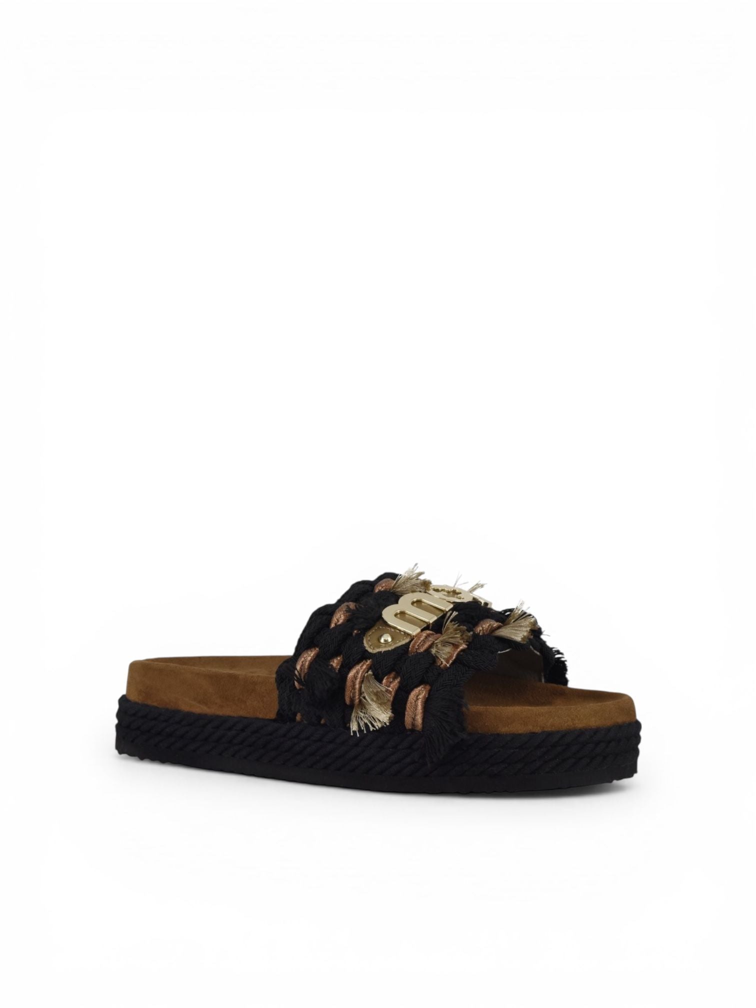 Mou Monoband rope sandal fringes MU.SW451008K BLA